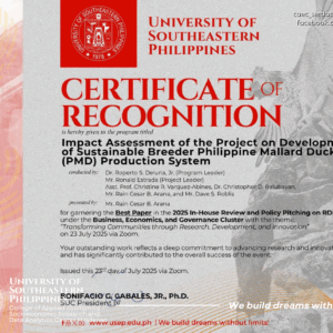 pmd Celebrating excellence in Research: CAEc-SERDAC Mindanao congratulates IA PMD Team for Best Paper Award!