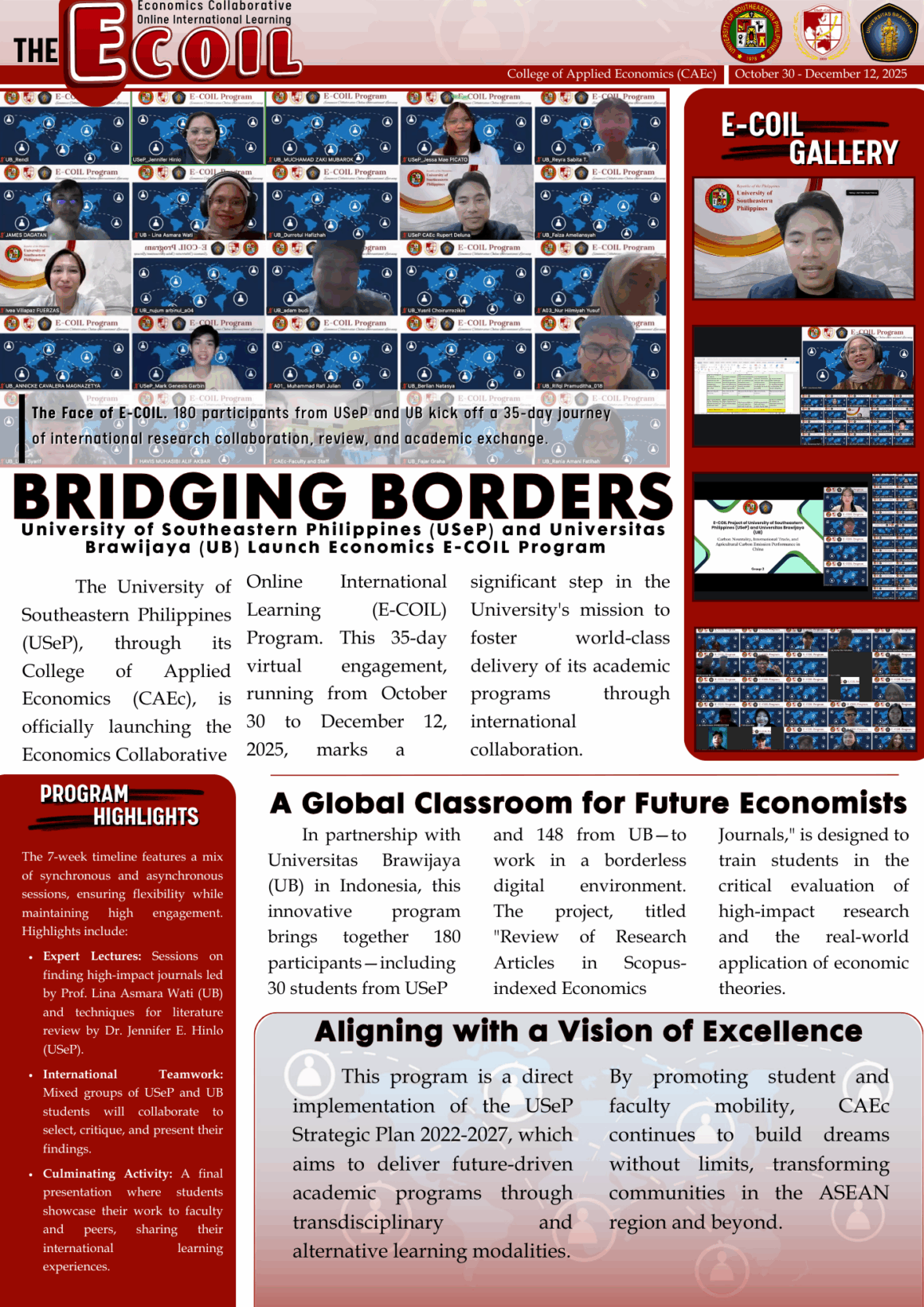 3 BRIDGING BORDERS: University of Southeastern Philippines (USeP) and Universitas Brawijaya (UB) Launch Economics E-COIL Program