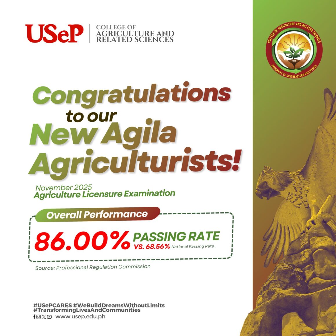 592461085_1365180392060917_2620596885598460363_n USeP CARS Celebrates Strong Performance in the November 2025 Agriculturist Licensure Examination