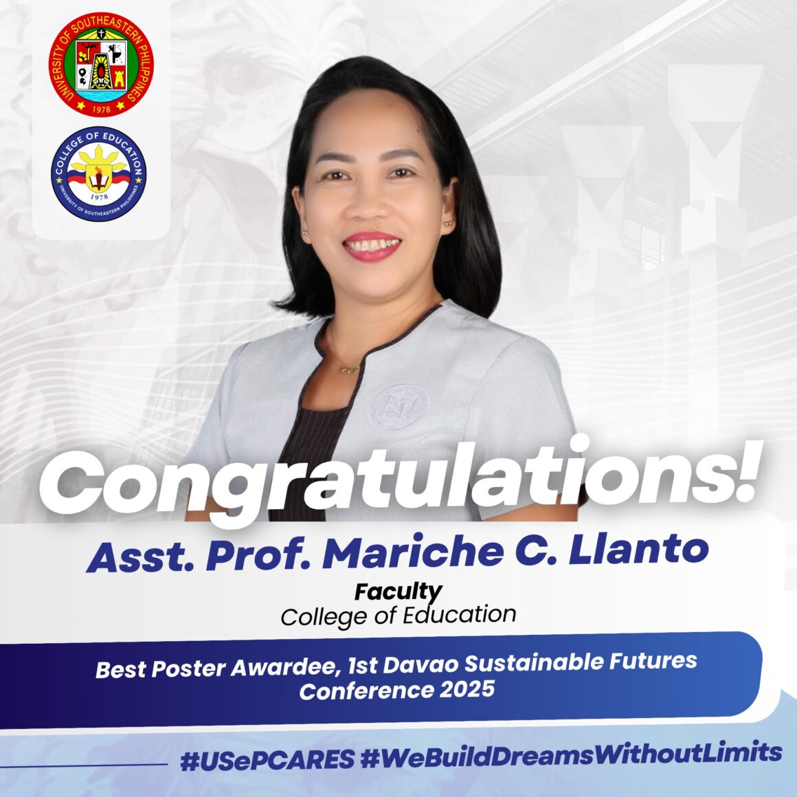 Asst. Prof. Mariche C. Llanto wins best poster award at DSFC 2025