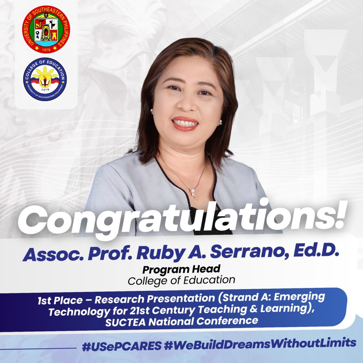 576300992_1282625273665797_6310273290048282042_n Dr. Ruby A. Serrano wins 1st place in SUCTEA 2025 research presentation