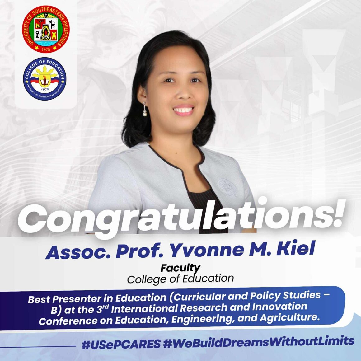 595141986_1305945371333787_7148586776367054269_n Assoc. Prof. Yvonne M. Kiel recognized as best presenter at IRICEEA 2025