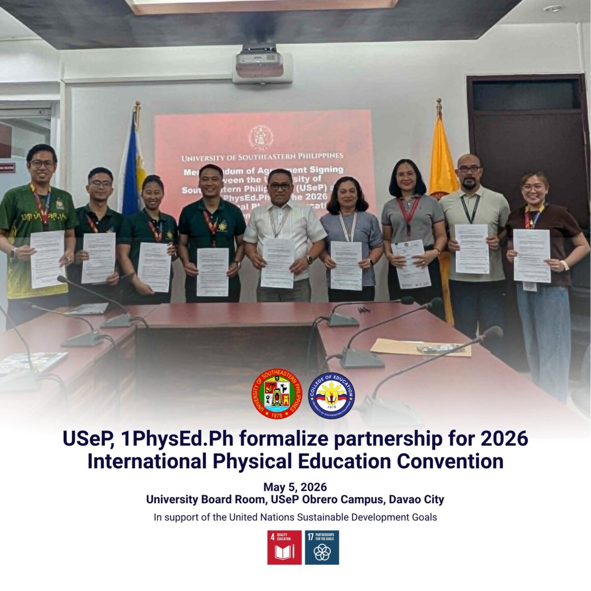 MOA USeP, 1PhysEd.Ph formalize partnership for 2026 International Physical Education Convention
