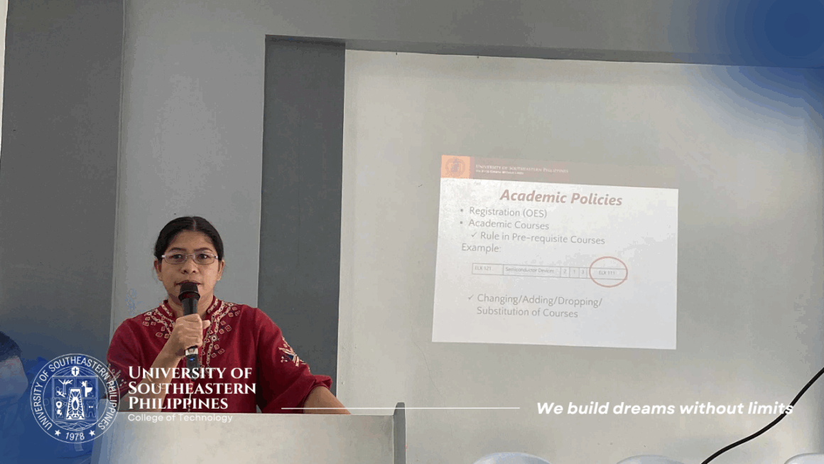 The University of Southeastern Philippines (USeP), through the College of Technology (CT), held the Student Orientation