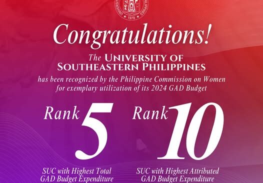 USeP among top SUCs in 2024 GAD budget performance