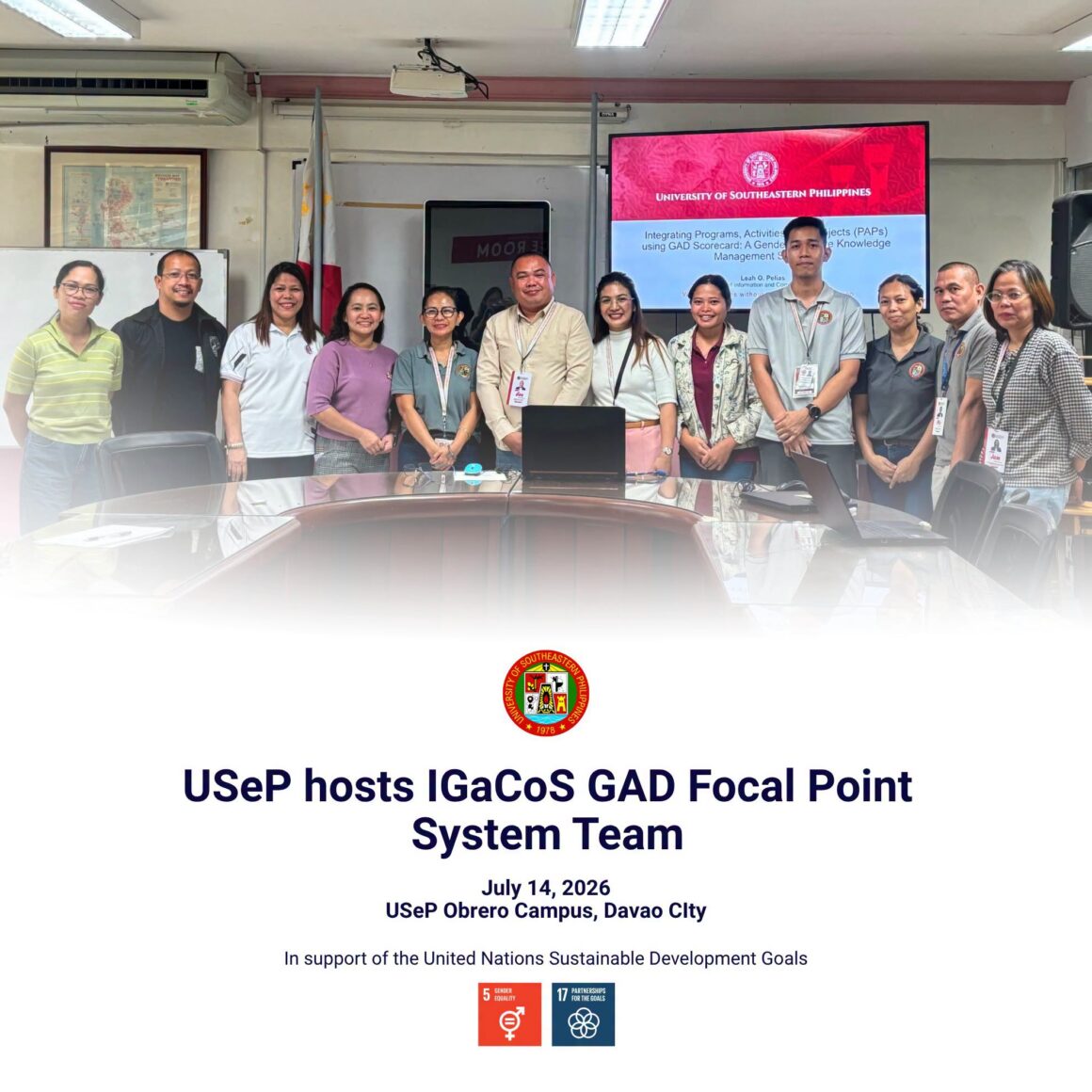 [BENCHMARKING] USeP host IGaCos GAD Focal Point System Team