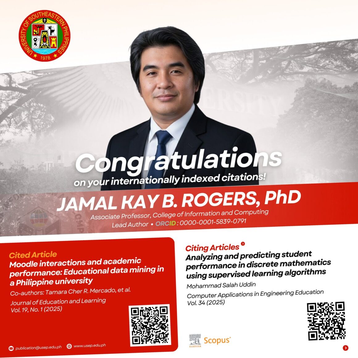 Congratulations to Dr. Jamal Kay B. Rogers and Dr. Tamara Cher R. Mercado of the College of Information and Computing (CIC)