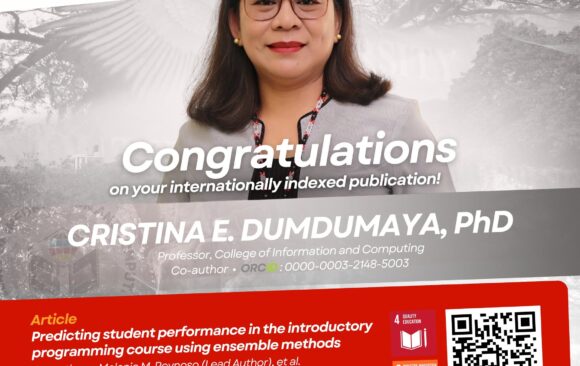 13 Congratulations to Dr. Cristina E. Dumdumaya and Dr. Maureen M. Villamor of the College of Information and Computing (CIC) on their international publication in a Scopus-indexed conference proceedings, published by IEEE.