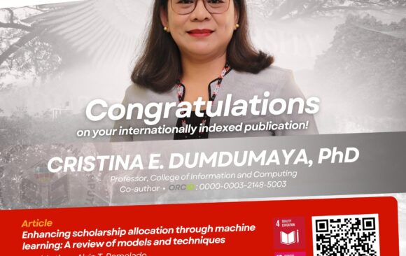 3 𝘾𝙊𝙉𝙂𝙍𝘼𝙏𝙐𝙇𝘼𝙏𝙄𝙊𝙉𝙎 | Congratulations to Dr. Cristina E. Dumdumaya of the College of Information and Computing (CIC) on her international publication in a Scopus-indexed conference proceedings, published by IEEE. This article marks her second publication in 2025.