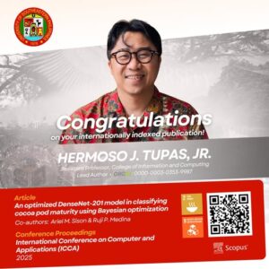 4 ๐พ๐๐๐๐๐ผ๐๐๐๐ผ๐๐๐๐๐ | Congratulations to Asst. Prof. Hermoso J. Tupas, Jr. of the College of Information and Computing (CIC) on his international publication in a Scopus-indexed conference proceedings, published by IEEE. This article was his second publication in 2025.