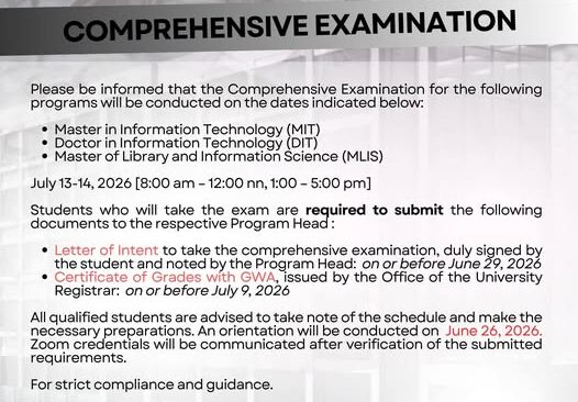 6 Comprehensive Examination Advisory