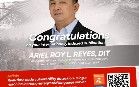 8 𝘾𝙊𝙉𝙂𝙍𝘼𝙏𝙐𝙇𝘼𝙏𝙄𝙊𝙉𝙎 | Congratulations to Dr. Ariel Roy L. Reyes, faculty, and Mr. Mark David D. Prado, Mr. Raffy B. Suarez, and Rovenado Nesta A. Villotes, students, of the College of Information and Computing (CIC)