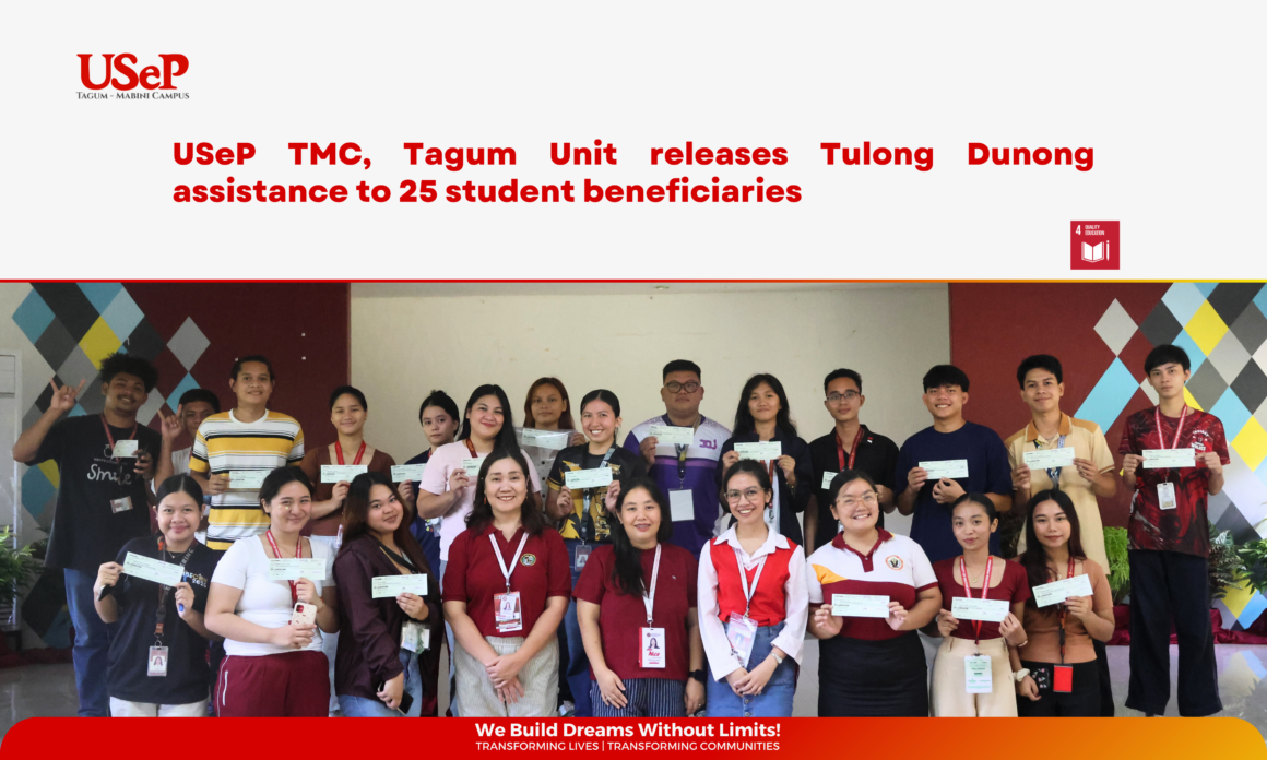 USeP TMC, Tagum Unit releases Tulong Dunong assistance to 25 student beneficiaries
