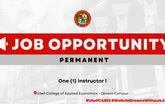 USeP Job Hiring! USeP is in need of one (1) teaching personnel for the College of Applied Economics – Obrero Campus
