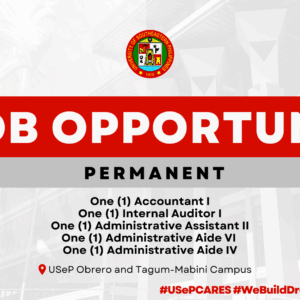 USeP Job Hiring! USeP is in need of five (5) non-teaching personnel for Obrero and Tagum-Mabini Campus