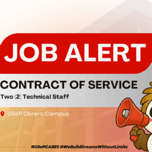 USeP Job Hiring! USeP is in need of two (2) non-teaching personnel for the Office of the University Registrar – Obrero Campus