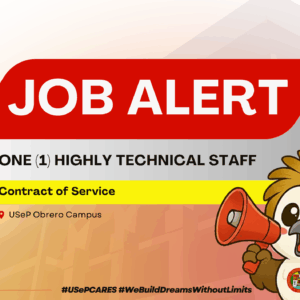 USeP Job Hiring! USeP is in need of one (1) non-teaching personnel for USeP Public Affairs Division – Obrero Campus