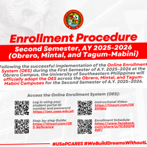 1 Enrollment Procedure for Second Semester, A.Y. 2025โ2026 (OBRERO, MINTAL, and TAGUM-MABINI)