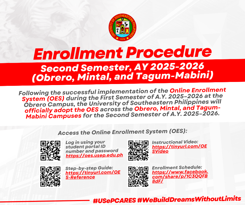 1 Enrollment Procedure for Second Semester, A.Y. 2025–2026 (OBRERO, MINTAL, and TAGUM-MABINI)