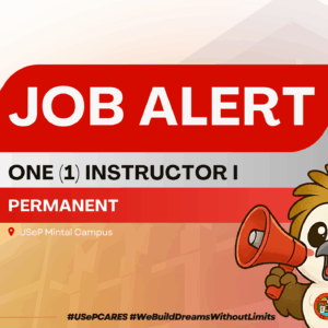 USeP Job Hiring! USeP is in need of one (1) teaching personnel for USeP College of Development Management (CDM), Mintal Campus