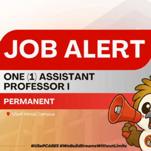 Banner-1 USeP Job Hiring! USeP is in need of one (1) teaching personnel for USeP College of Development Management (CDM), Mintal Campus