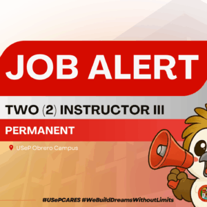 USeP Job Hiring! USeP is in need of two (2) teaching personnel for USeP Obrero Campus