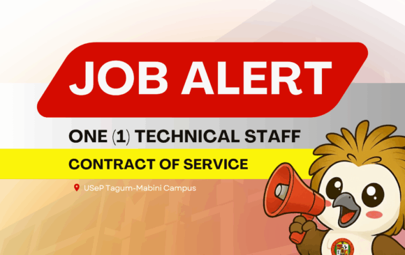 USeP Job Hiring! USeP is in need of one (1) non-teaching personnel for USeP Systems and Data Management Division (SDMD), Tagum-Mabini Campus